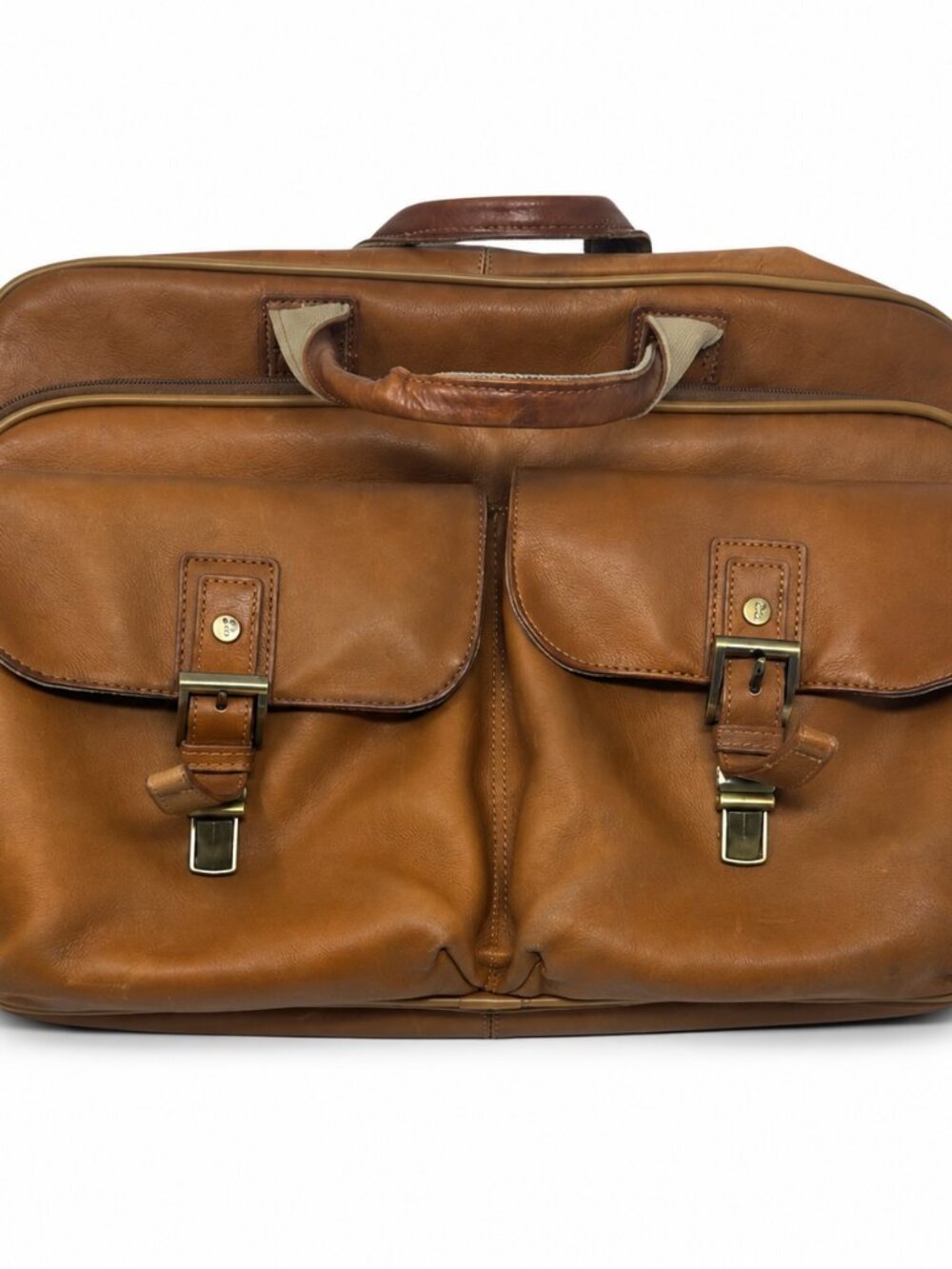 Protocol Brown Leather Laptop Briefcase Messenger Bag Satchel